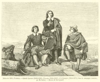 Salon de 1861, Peinture, Claude Lorrain, 1600-1682, Poussin, 1594-1663, et le Guaspre, 1613-1675, dans la campagne romaine - French School
